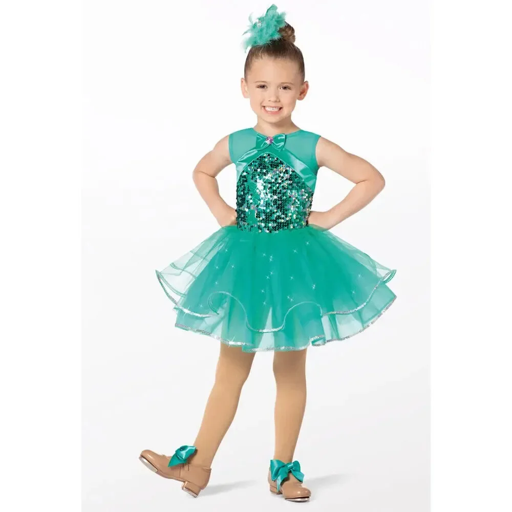 Pre-Owned Dance Costume Intermediate Child Teal Weissman 14761 Tap Jazz Pageant